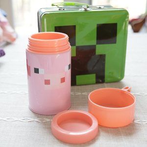 Minecraft Creeper Metal Lunch Box with Pig Thermos